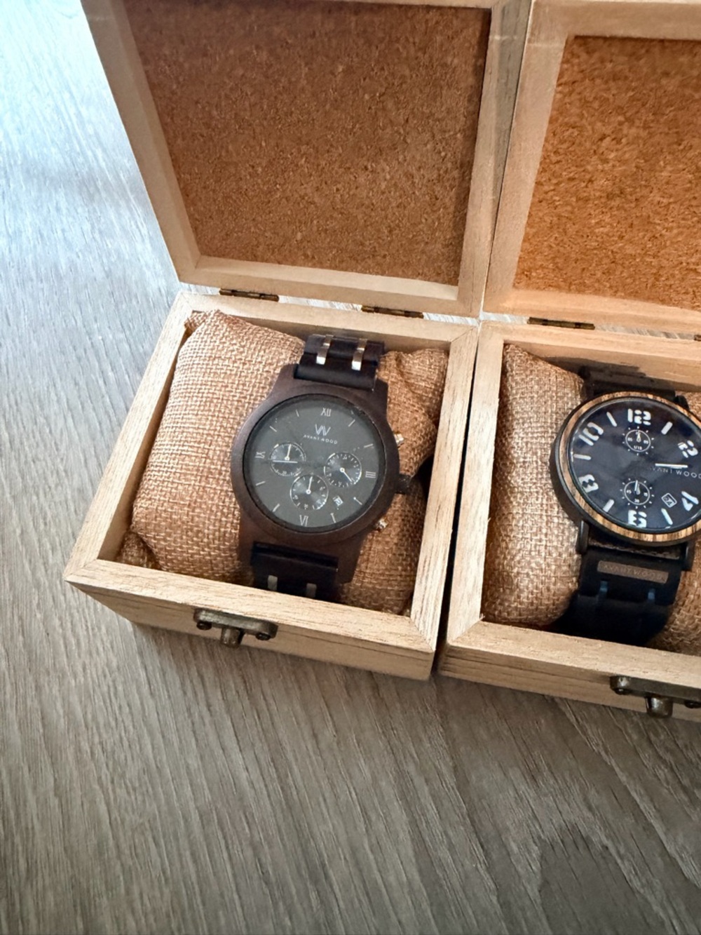 Men's Dark Brown Wooden Chronograph Watch - Classic Wood Finish- bundle of Five